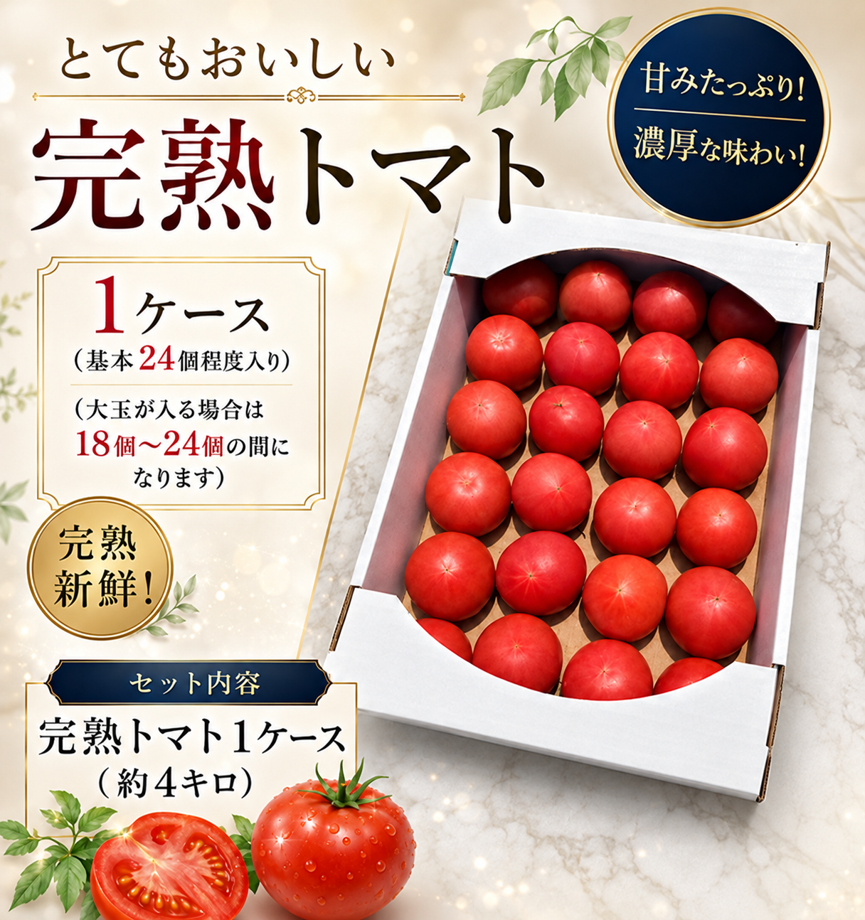 【完熟トマト】1ケース（本州と四国の方）※送料込み※
